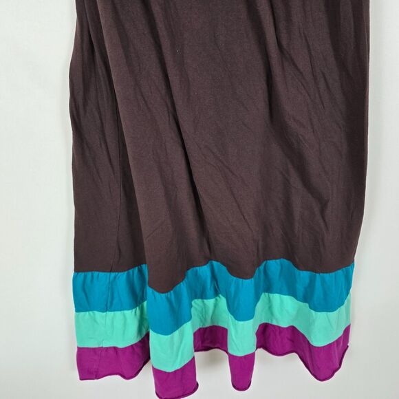 Xhilaration Dress Women's L Shirred Strapless Long Length Colorblock Brown Multi - Picture 5 of 9